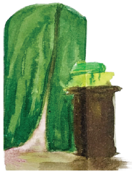 Illustration of green curtains