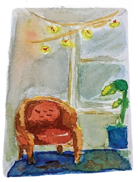 Illustration of red 1960's office chair