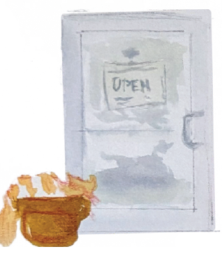 Illustration cafe door